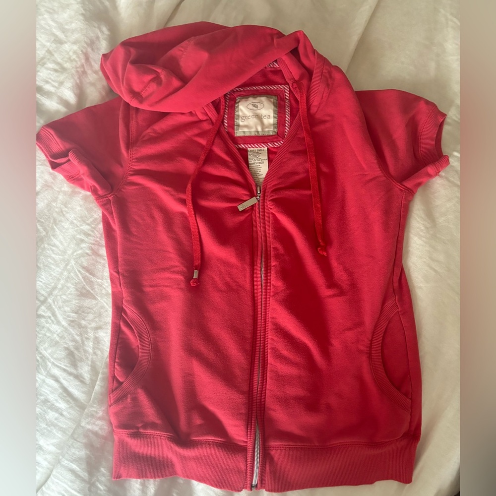 Y2K GreenTea Short Sleeve Zip Up